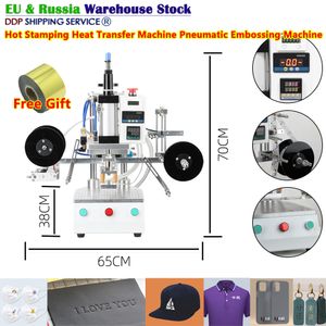 Automatisk folie Press Stamping Machine Pneumatic Heat Transfer Präglingsverktyg för kläder Masker Telefonfodral Logo Mönster 220/110V Valfritt