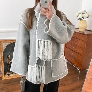 Women's Jackets toteme Single-breasted Tassel Scarf 100% Wool Coat