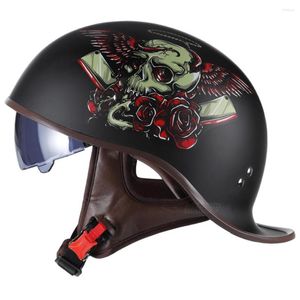 Мотоциклетные шлемы Red Retro Unisex Vintage Helmet Open Face Moto Scooter Casco Motocross Biker Racing Ricing с мужчинами