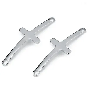 Charm Bracelets Cross Connectors Charms 10pcs Stainless Steel Double Hole Metal Pendant For Jewelry Making Bracelet