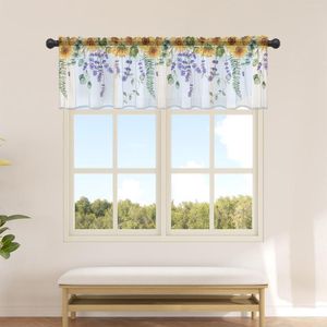 Curtain Spring Eucalyptus Sunflower Lavender Short Tulle Half-Curtain For Kitchen Door Drape Cafe Small Window Sheer Curtains