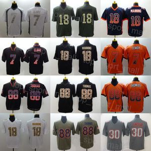 Mans Football Vintage 88 Demaryius Томас Джерси 18 Пейтон Мэннинг 7 Джон Элвей ретро -оливковой салют для обслуживания камуфляж USMC Vapor.