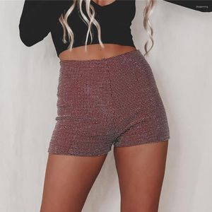 Women's Shorts Fashion Summer Short Pants For Beach Nightclub Streetwear Casual Biker Women Shiny Rhinestone Sparkly High Waist