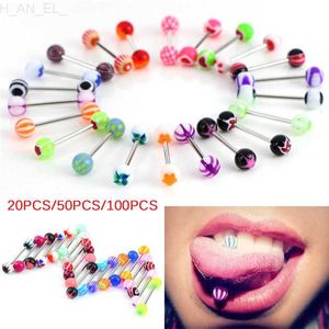 20 50 pcs Lot Mixed Colors Fashion Tongue Tounge Rings Bars Barbell Tongue Piercing Body Jewelry Body Accessories L230811