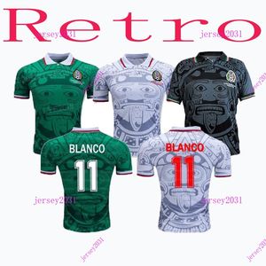 1998 Retro Edition Mexico piłka nożna koszulka piłkarska 1998 Koszulka piłkarska Meksyk Home Blue Soccer Shirt Away White Short Sleved Football Mundliformsretro