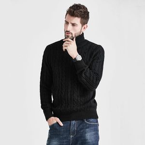 Herrtröjor Autumn Winter Mens Turtleneck tröja solid varm stickad topps England stil smart casual pullover