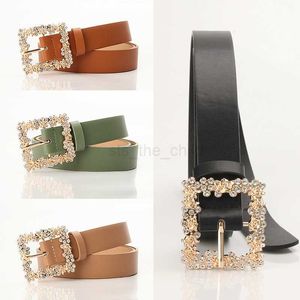 Belts D T 2022 New Fashion Belt Women Luxury PU Leather Material Square Diamond Pin Buckle Quality Jeans Dress Style Conspicuous Belt