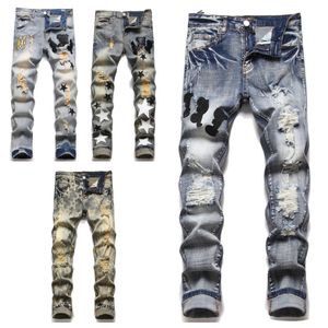 Mens Womens Designers Jeans Distressed Ripped Biker Slim Straight Denim For Men s Print Army Fashion Mans Amris Skinny Pants Star