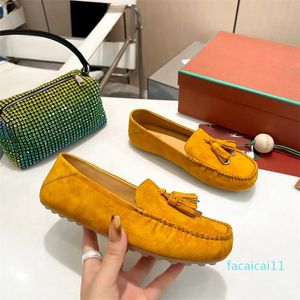 Summer Shoes Walk Tasseled Textured Detaljerad Slip-On Loafers Shoe Low Top Collapsible-Heel Casual Flats Women's Luxury Designer Dress Shoes Factory Shoe