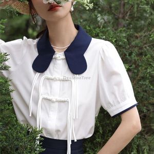 Ubranie etniczne 2023 Chińska moda dla kobiet TAD BUTUNT Koszulka luźne wszechstronne orientalne styl tangsuits qipao bluzka