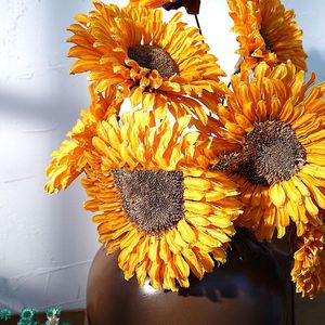 Decorative Flowers Christmas Natural Dried 1 Sprig Of Golden Sunflower Real Air-Dried Wedding Home Office Party Garden AArts