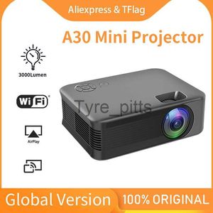 プロジェクターTFLAGミニプロジェクターA30 WIFI 4Kサポートスマートテレビポータブルホームシアターシネマプロジェクターは、HD USBポート3000Lumen X0811を介して3D映画をリードしています