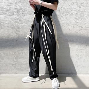 Men's Pants Large Size Summer Abstinence Detachable Shoelace Ribbon Design Personalized Versatile Small Trousers Straight