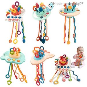 Pull Toys Octopus string pulling toy development tooth toy Montessori sensor toy 123 years silicone string pulling education baby toy Z230814