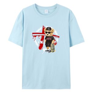 Skate Teddy Bear Nice Guy Prints Men Short Sleeve Street Cotton Men's T-Shirts Loose Oversized Clothing Casual Breathable Women Tees