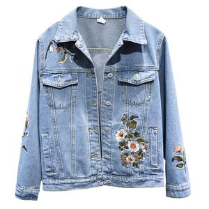 Herrtröjor tröjor denimrock vårens höstbroderi blomma bombare jacka mode fritid stor storlek 3xl baseball outwear kvinnlig 230811