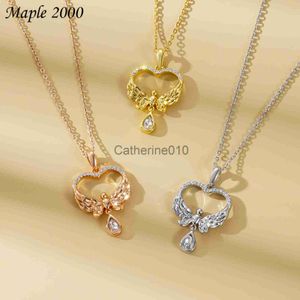 Pendant Necklaces New Love Necklace for Women Small and Luxury Water Droplet Pendant for Women Collar Chain for Women Angel Zircon Fashion Jewelry J230811