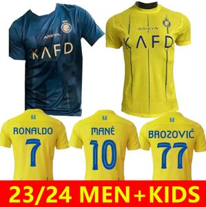 Al Nassr FC Soccer Jerseys Ronaldo Mane 2023 2024 Martinez Talisco Ghislain Konan Vincent Aboubakar Brozovic 23/24 Men Shirts Kits Kids Kits