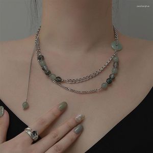 Naszyjniki wiszące naturalne chińskie agat zielony zabezpieczający zabezpieczenie Jade Naszyjnik moda urok kryształowy biżuteria błogosławieństwo prezenty amulet