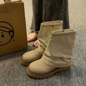 2023 Autumn/Winter New Fashion British Sweet Cool Spicy Girl Trouser Boots Western Denim Short Sleeve Martin Boots 230811