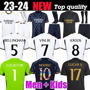 Yetişkin Kit 23 24 Bellingham Vini Jr Futbol Formaları Kroos Courtois Tchouameni 2023 2024 GK Futbol Gömlek Real Madrids Camavinga Rodrygo Camisetas Erkekler Set Forma