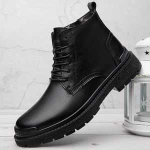 Stiefel 2023 Winterschuhe für Männer echtes Leder hochwertiger Knöchel Herren Motocyle Round Zehenseite Reißverschluss Brogue