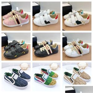 Sneakers 2023 Neueste Kinder Designer lässig Childrens Tennis 1977 Trainer Girls Jungen Tiger Blumendruck Elfenbein Leinwand Leinen Stoff Low Dh8sd