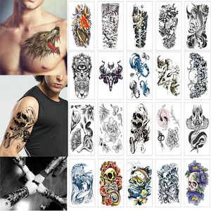 Temporary Tattoos 100 Sheets Wholesales Waterproof Fake Temporary Tattoo Man Women Cool Arm Leg Art Sleeve Glitter Eagle Black Sticker 230811