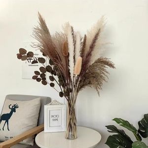 Kwiaty dekoracyjne 100 cm naturalny pampas trawa trzcinowa suszona bukiet dar sztuczny boho wystrój domu