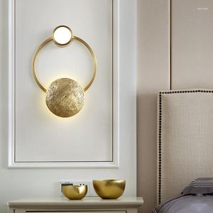 Wall Lamp American Creative LED Glass Lampskärmdesigner Belysning El Lobby Bedroom Aisle Copper Color Light