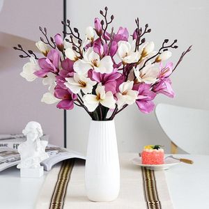 Dekorativa blommor 5forks 20 huvuden Artificial Fake Flower Bouquet Wedding Silk Simulation Magnolia Plant for Home Living Room Decoration