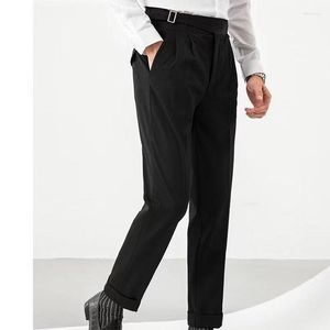 Abiti da uomo Abito a cintura coreano pantaloni uomini modalità di moda abito casual abito casual pantalone sciolto pantaloni dritti caviglia lunghezza ufficio formale h54