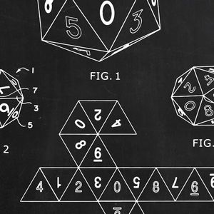 20 Sided Dice Vintage Posters and Prints Game Player Canvas Painting Gifts Icosahedron Dice Blueprints Gaming Room Wall Decor Wo6