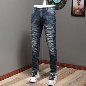 Men's Jeans Italian Style Vintage Fashion Men Retro Blue Classical Trousers Elastic Slim Casual Designer Denim Pants Hombre