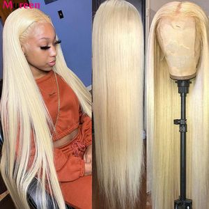 180%density HD Transparent 613 Blonde Lace Frontal Human Hair Wigs Brazilian Straight Full Lace Front Human Hair Wigs for Women