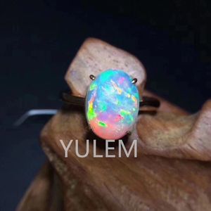 Bröllopsringar Lyxiga silver Shining Ring Colorful Oval Opal Ring Fashion Jewelry Inlay Engagement Wedding Rings for Women 230810