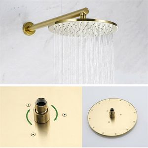 Brass Black Black Black ad alta pressione pioggia pioggia soffitto con soffitto rotondo bagni pluviale Accessori per doccia oro spazzolato