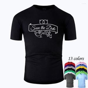 Men's T Shirts Save The Date Wedding Line Art O Neck Cotton Shirt Men And Woman Unisex Summer Short Sleeve Designed Casual Tee M02031