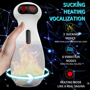 Masturbators Male Penis Automatic Sucking Heated Real Vaginal Masturbation Cup Oral Masturbation Adult Sex Toy For Male Adult Masturbator 230810