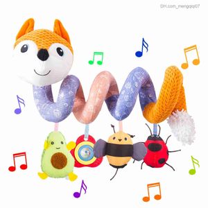 Pull Toys Baby Orange Fox Spiral Plush Activity Suspension Toy Car Seat Cart Baby Bed Bass Phone Music BB Squeezer and Sidewinder Z230814