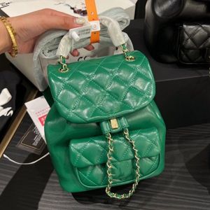 Tasarımcı sırt çantası yeşil kadınlar zincir omuz çantası mini kova çantası yün kumaş kuzu derisi tote çanta lüks kalite kompozit tığ işi crossbody cüzdan logo cüzdan 22cm