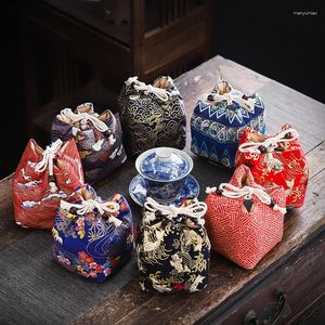 Förvaringspåsar japanska te cozies rese bärbar väska paket för set tekanna snabb kopp picknicknötter mat smycken bomullsskydd
