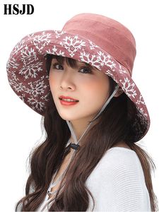 Visors Summer Women Snowflake Podwójny lniany bawełniany bawełniany słońce Kapelusze Panama Kobieta Składana czapka wiadra duża szerokie grzbiet anty-UV Beach Hat 230811