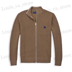 Mens tröjor Svarta tröjor Outwear Coat Zip Cardigan Pullover Khaki Gray White Casual tröja Designer Half Zipper Stand Collar Small Horse T230811