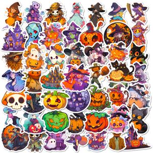 50PCS Pack Halloween-themed Stickers Children's cartoon graffiti Halloween stickers Cross border pumpkin Ghost witch Bat Halloween carnival stickers