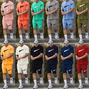 Summer Fashion Men Men Женская шорт Shorts Sets Sits с коротким рукавом хлопчатобумажной футболки для печати мужской набор мужская бренда одежда 2 куски 527H#