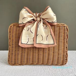 Designer Duffel Bags Retro Rattan Box Koffer Make -up Case Geburtstag Hochzeit Hochzeit