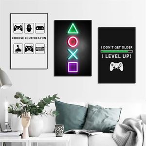 Gamer Sign Posters And Prints Game Playstation Canvas Painting Pictures Wall Art Boys Bedroom Gaming Home Decor for Kids w06