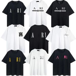 High Street Letter Printing T-Shirts Loose Small Neckline Simple Round Neck Cotton Short Sleeve T-shirt for Men