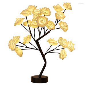 Nattlampor USB Batteridriven LED -bordslampa Rose Flower Bonsai Tree Garland Decoration Alla hjärtans dag CNIM